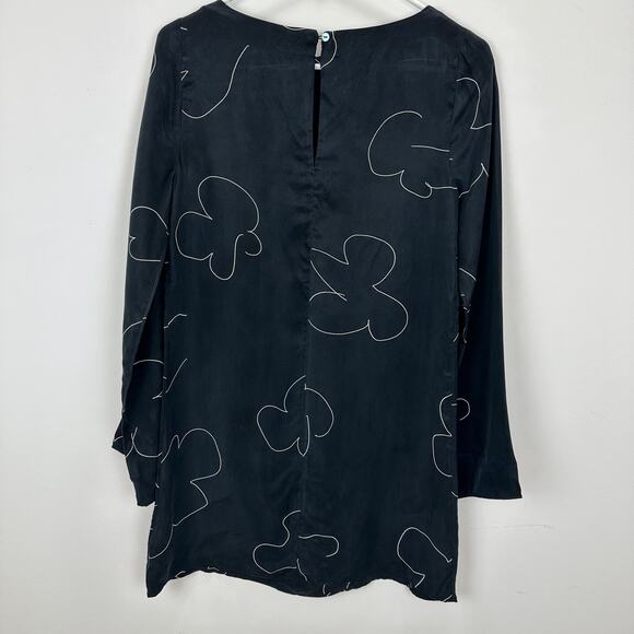 Madewell Shift Mini Dress Long Sleeve True Black Cupro Minimalist Light XXS NWT - Picture 12 of 13